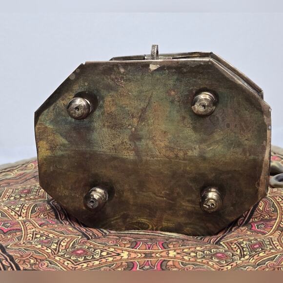 Vintage Hinged Brass Jewelry Trinket Tea Box Made in India - Picture 12 of 16